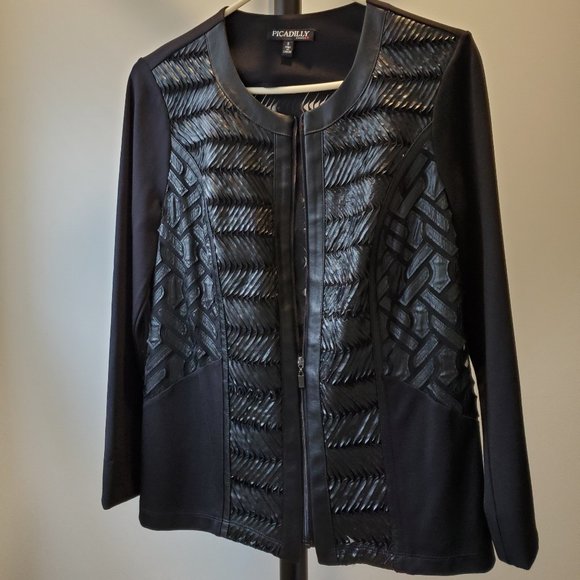 Evening jacket with faux leather trim - Picture 1 of 4